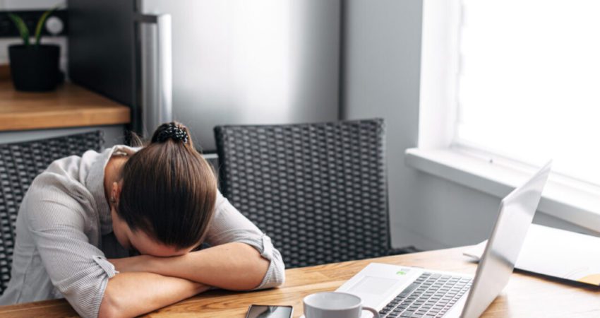 A woman tired from working