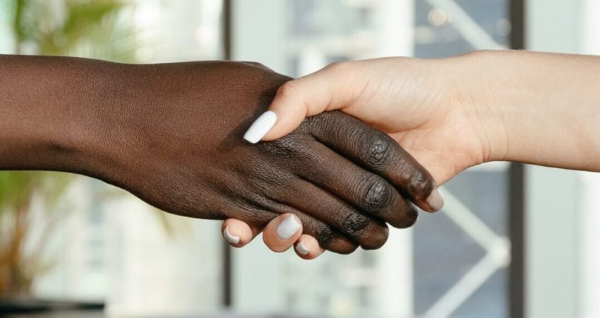 A handshake between two people