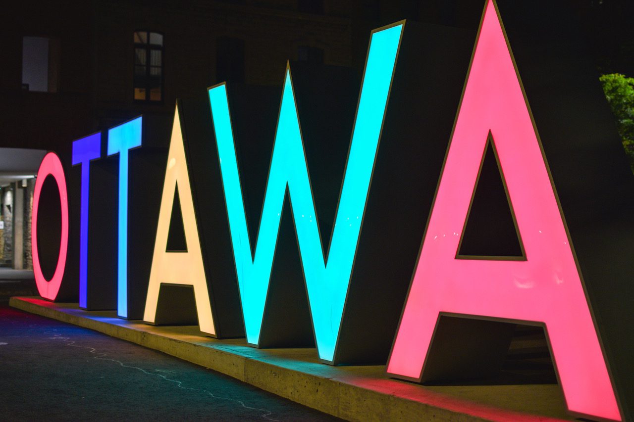 A light up sign saying Ottawa